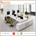 White Melamine Office Desk Workstation with Long Side Cabinet